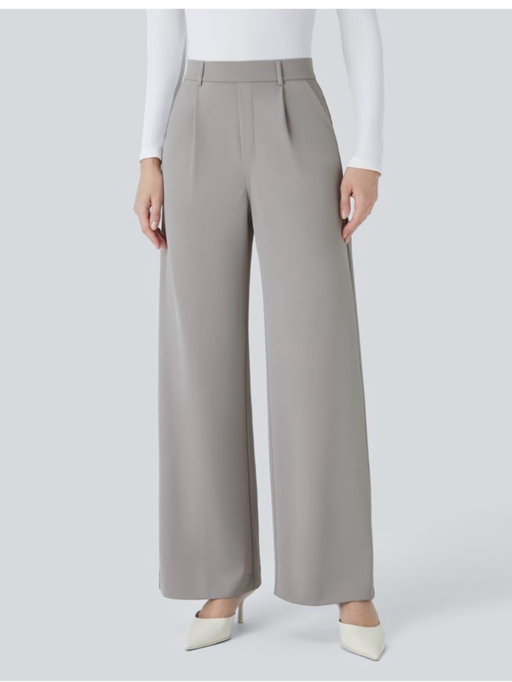 HALARA Wide Leg High-Waisted Pants — grey